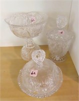 (3) PCS OF BIRD THEME GLASS-COMPOTE-