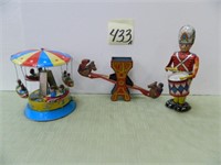 (3) Vintage Tin Wind Up Toys - Marx & J. Chein