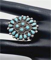 Vintage Zuni Turquoise Petit Point Turquoise Ring