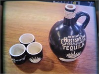 HUSSONG TEQUILIA BOTTLE AND CUPS