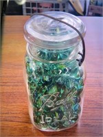 VINTAGE BALL JAR FULL OF MARBLES