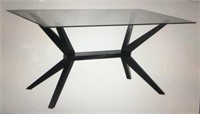 Glass Top Dining Table w/Dark Wood Base