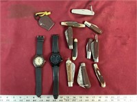 Lot of Pocket Knives and Watches