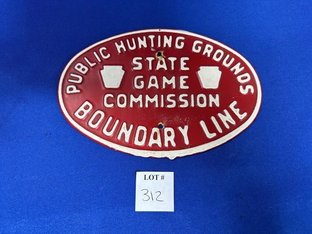 ENAMEL PA PUBLIC HUNTING GROUNDS SIGN (6" X 4")