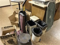 Hoover & Oreck Vac, Step Stool & Garbage Cans