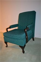 Mahogany and upholstered lolling arm chair