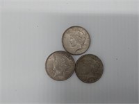 (3) Peace silver dollars