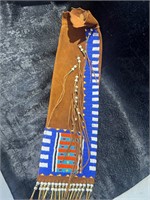 BEADED LEATHER QUIVER 20"X6" POUCH