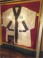 AUTOGRAPHED BOXING ROBE AND PHOTO IN FRAME