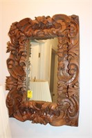 Antique Heavy Carved pine mirror