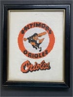 Framed Cross-Stitched Baltimore Orioles Logo