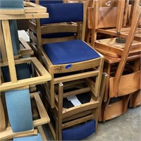 15 Wooden Chairs w/Blue Cushioning