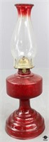 Painted Glass Oil Lamp - Red