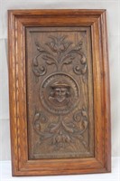 Carved wall plaque, 15 X 24.5"H