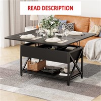 Lift Top Coffee Table Storage Shelf  Black