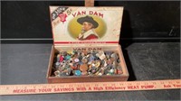 VINTAGE CIGAR BOX AND BUTTONS
