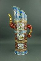 Qing Period Famille Rose Porcelain Monk's Cap Ewer