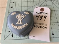 Wedgwood Blue Jasperware Heart Shaped Trinket Box