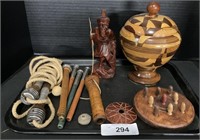 Antique Spools, Wooden Decor, Game, Jump Rope.