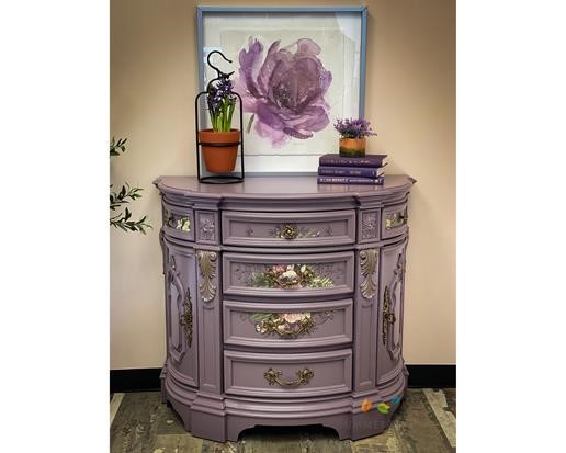 Lavender Floral Demi-Lune Pulaski Nightstand