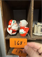 Vintage Kissing Mr + Mrs Santa Figurines