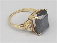 14K Gold & Grey Moissanite Ring.