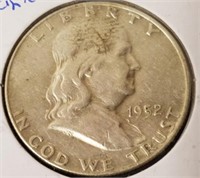 1952 D Franklin half dollar