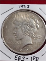 1923 Peace Dollar Coin AU