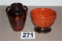 Ceramic Vase & Bowl ~9"