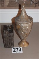 Heavy Ceramic Candle Column 9" & Urn 17"