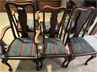 (6X) QUEEN ANNE WIDE SEAT DINING CHAIRS;