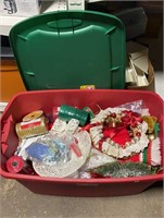 Tote of Christmas Supplies & Decor