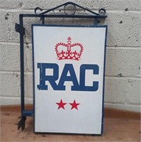 "RAC" Double Sided Sign on Metal Bracket