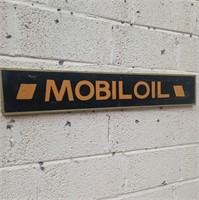 "Mobil Oil" Painted Sign (110cm x 19cm)