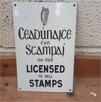 Post Office "Licensed to Sell Stamps" Enamel