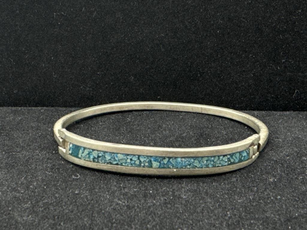 Mexico Silver Turquoise Ladies Bangle Bracelet