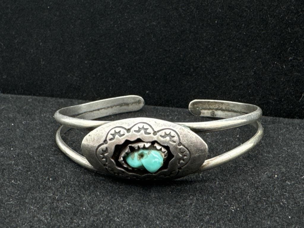 Pretty Silver and Turquoise Cuff Bracelet