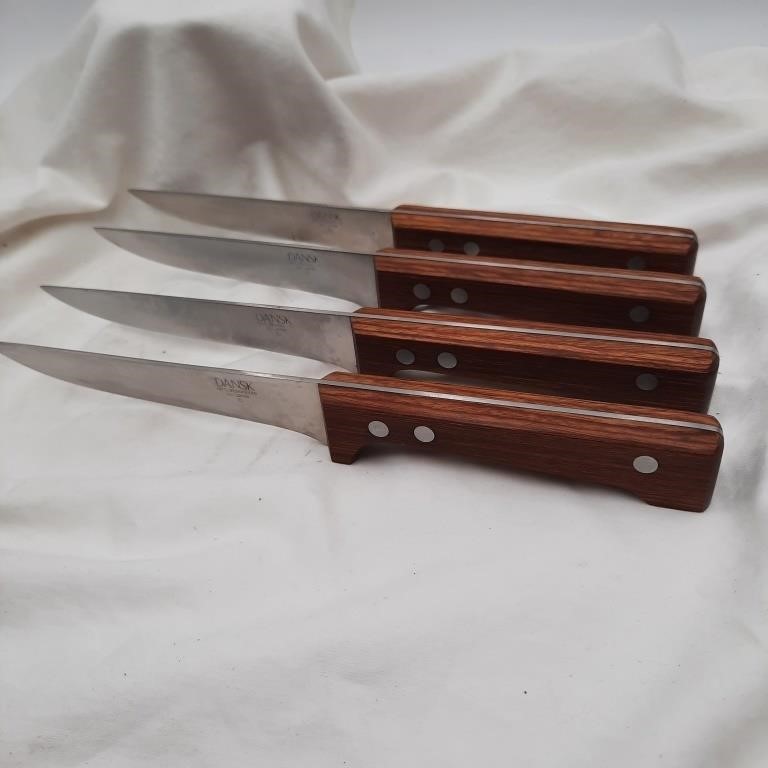 4 Vintage Dansk Intl. Japan 9" Wood Handle Knives