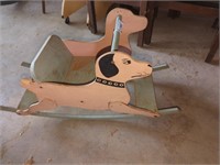 Antique wooden rocking horse/dog has some damage