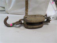 Antique Wood & Iron Pulley 14"