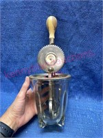 Vtg Uranium glass hand mixer