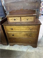 Maple Two over three dresser with carved bonnet