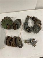 Pulleys. Washers,  battery clamps.