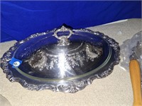 COVERED SILVERPLATE SERVING PLATTER OVAL