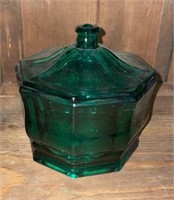 Vintage Indiana Glass Hexagon Emerald Candy Dish