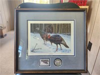 Wild Turkey Stamp/Print. Winter 77.  15 by 14.