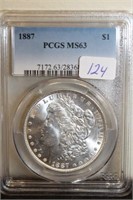 1887 MORGAN DOLLAR PCGS MS63