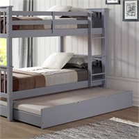 Solid Wood Roll Out Twin Trundle Bed in Grey