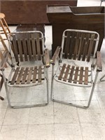 2cnt Aluminum & Wooden Folding Chairs