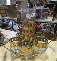 vintage cocktail pitcher & 6 glasses